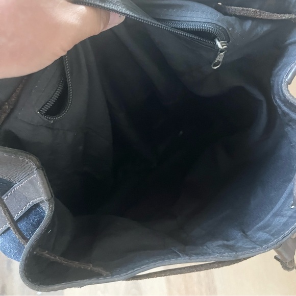 Vintage Tooled Leather Suede Woven Backpack Boho Vintage Rucksack Mochata 90's - Picture 8 of 11